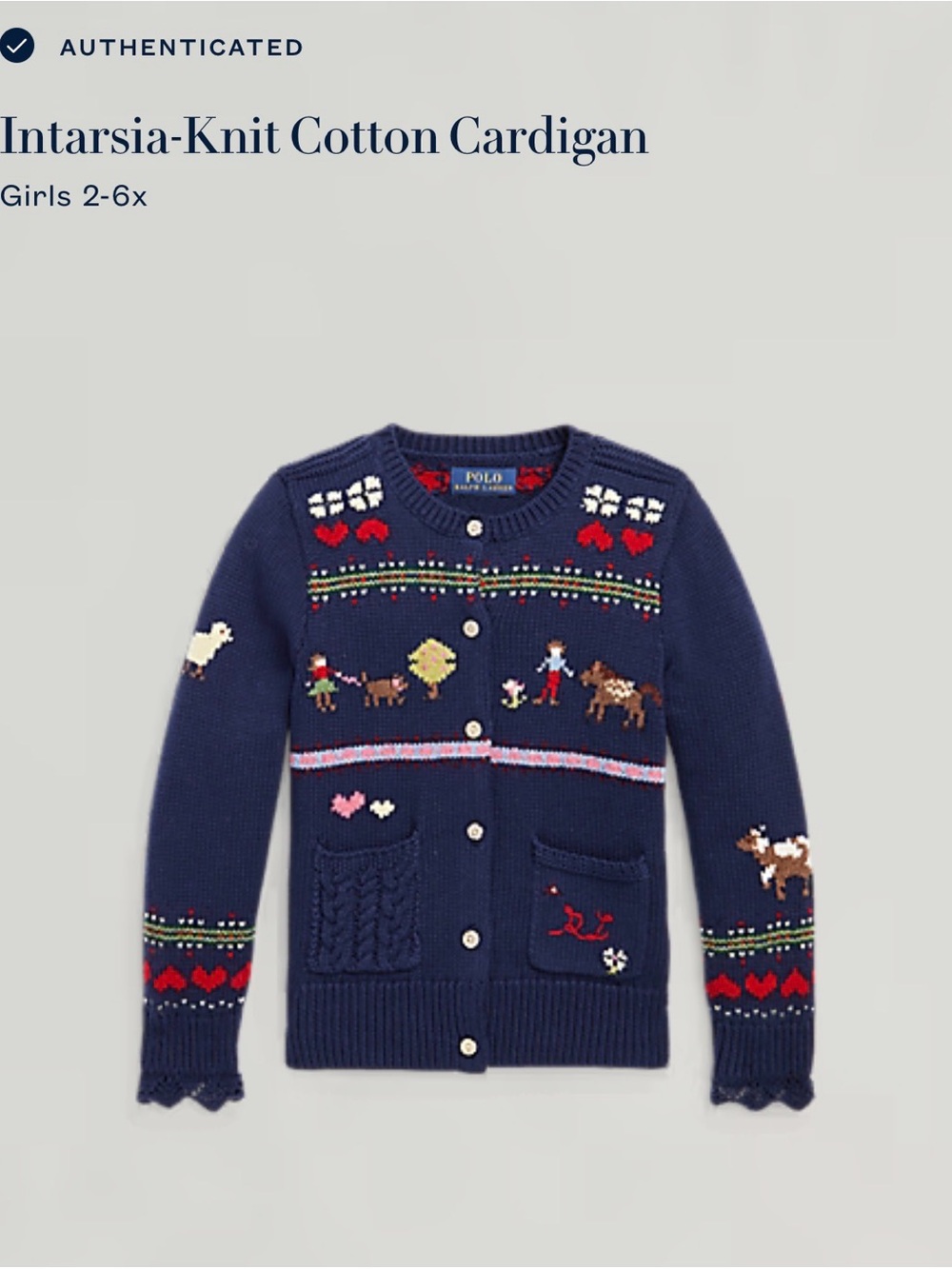 Polo by Ralph Lauren Kids Navy Knit Cardigan with Red Accents Size 3T